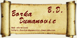 Borka Dumanović vizit kartica